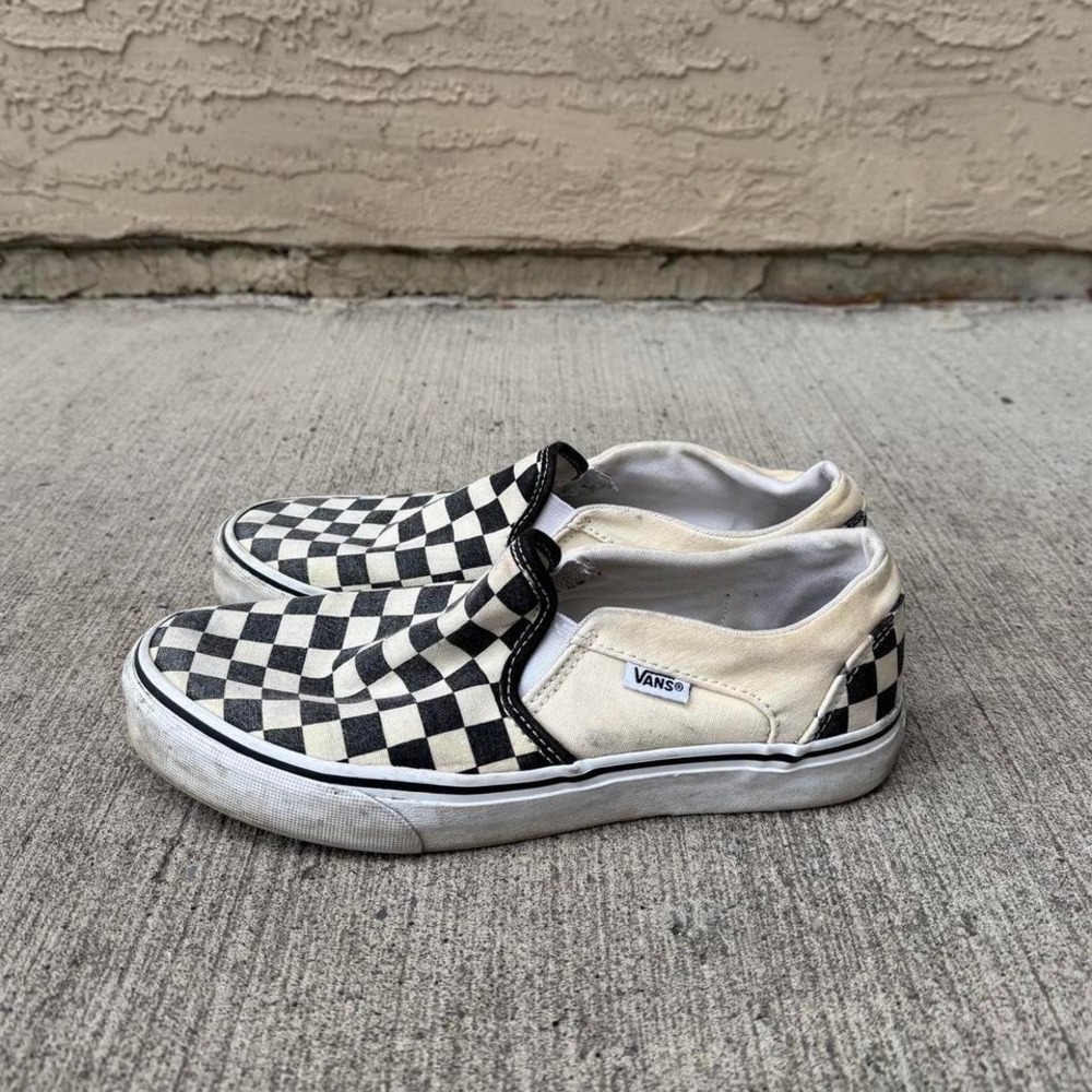 CREAM CHECKERED SLIP ON VANS